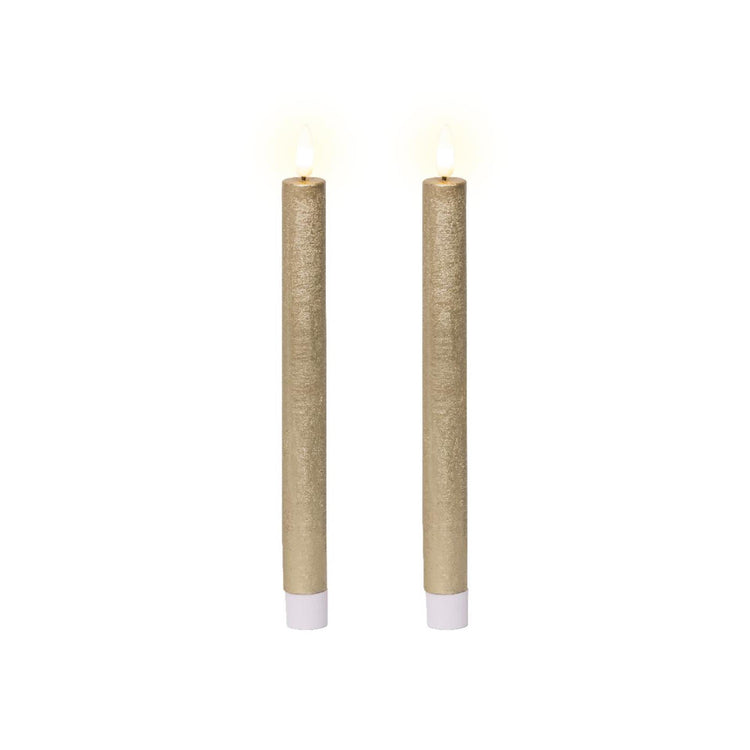 Lumineo LED-Menükerzen-Set aus Wachs, goldfarben, H24,5 cm