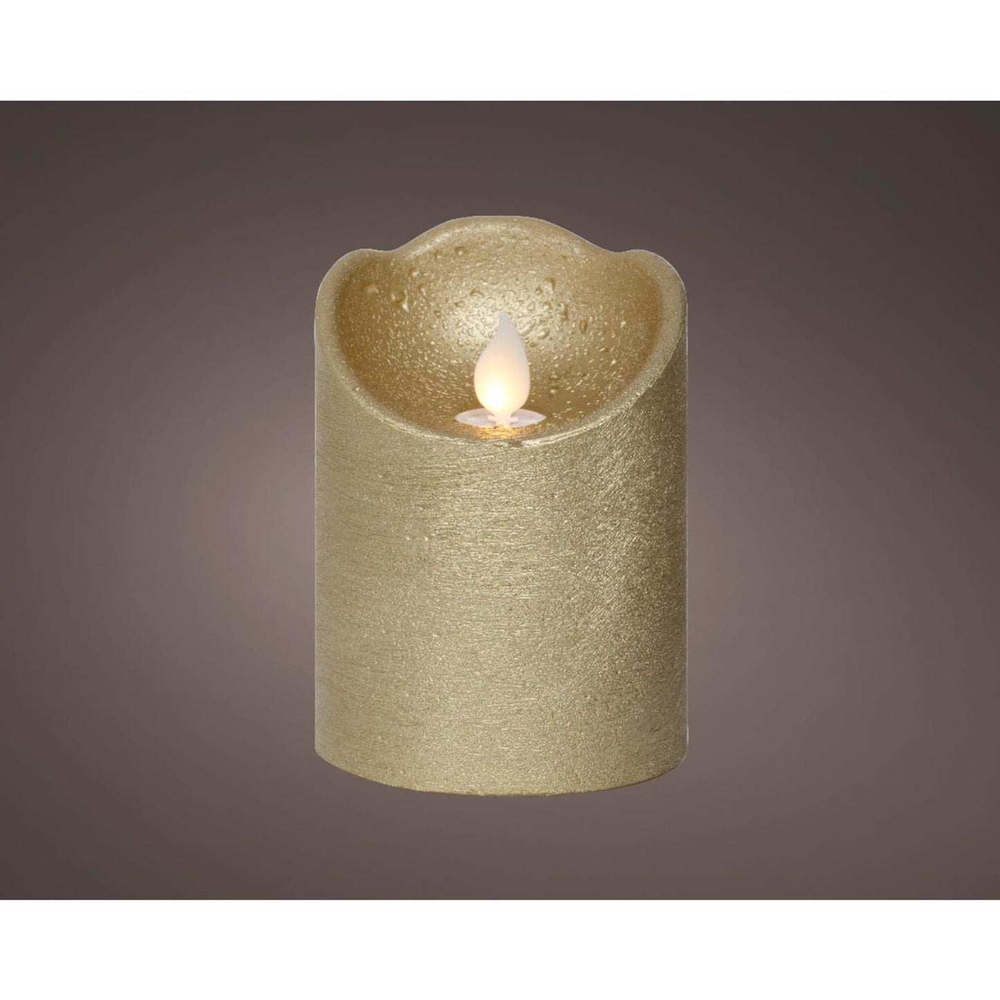 Lumineo LED-Wellenkerze Wachs Gold ø7,5xh10cm