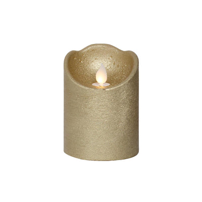 Lumineo LED-Wellenkerze Wachs Gold ø7,5xh10cm