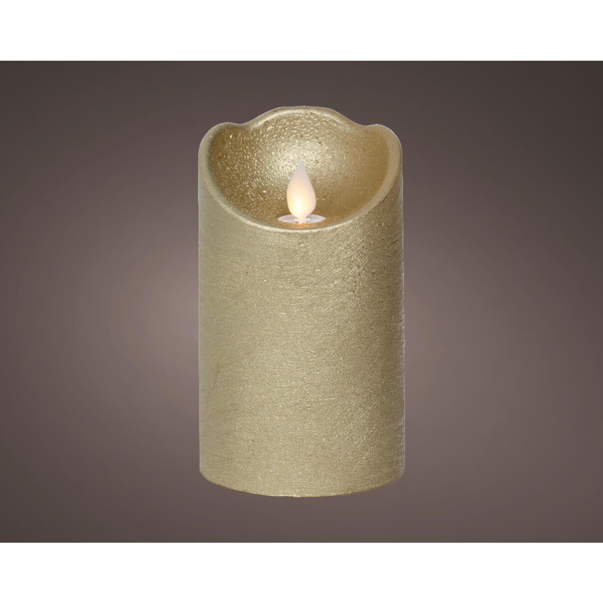 Lumineo LED-Wellenkerze Wachs Gold ø7,5xh12,5cm