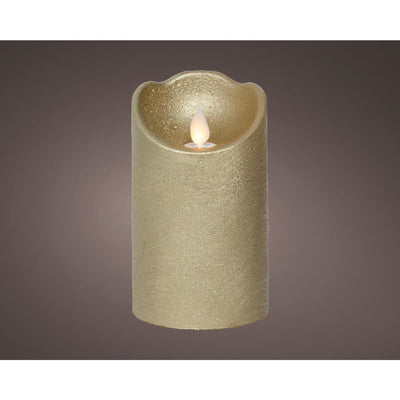 Lumineo LED-Wellenkerze Wachs Gold ø7,5xh12,5cm