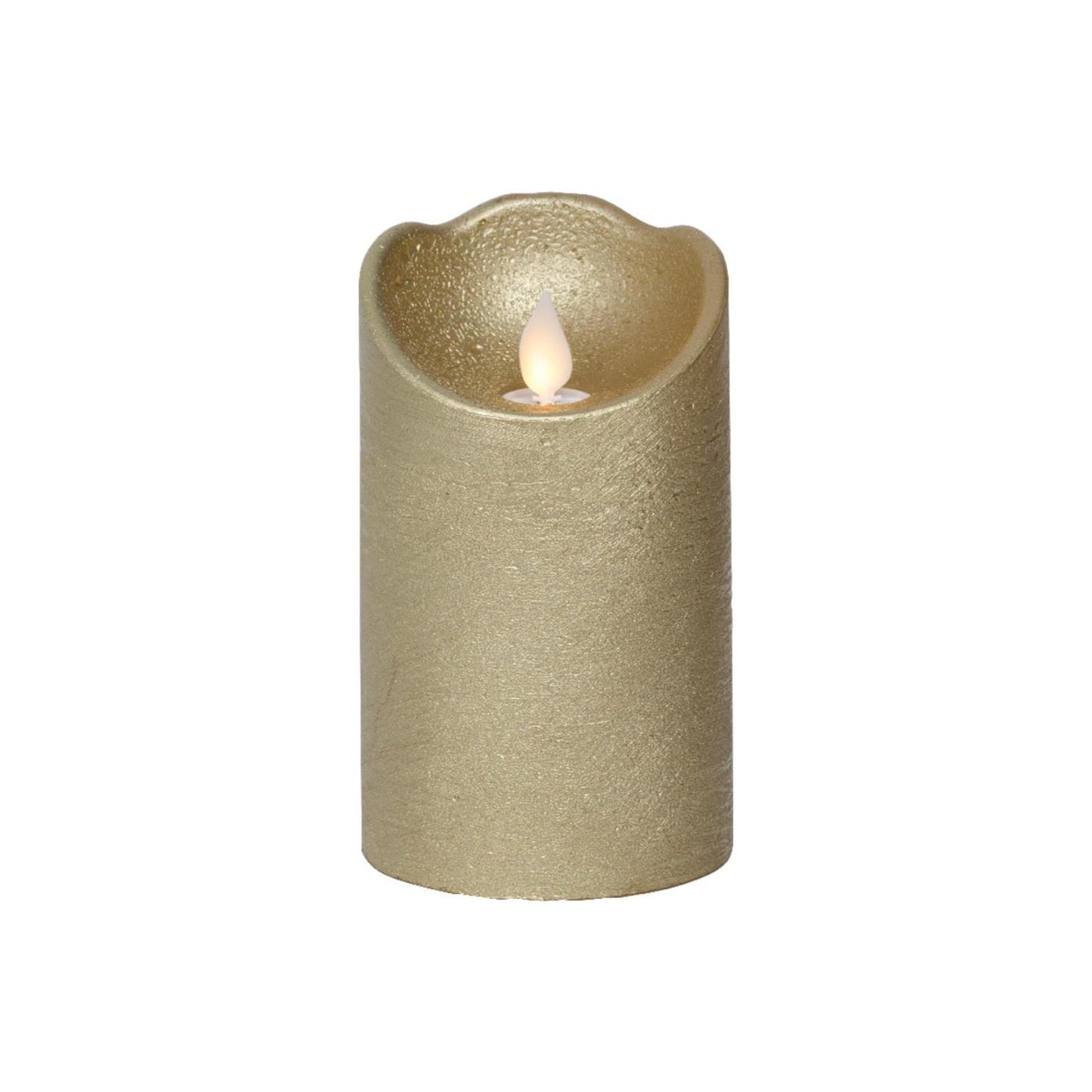 Lumineo LED-Wellenkerze Wachs Gold ø7,5xh12,5cm