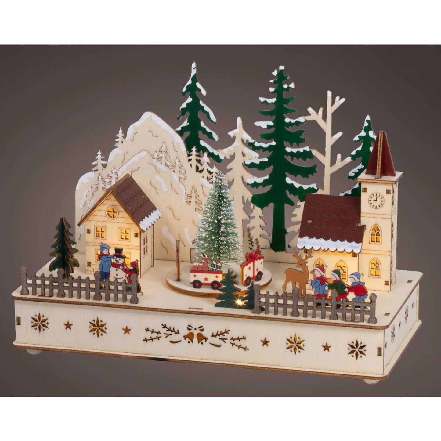 Lumineo Weihnachtsszene Holz LED 14x28x20cm