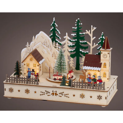Lumineo Weihnachtsszene Holz LED 14x28x20cm