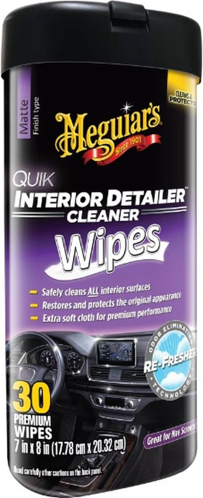 Meguiar's Meguiar's Quik Interior Detailer Wipes 30 Stück – Innenreinigungstücher Auto – UV-Schutz – für Leder und Kunststoff