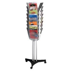 Mobile brochure holder carousel paperflow 63.6x56x167cm gray