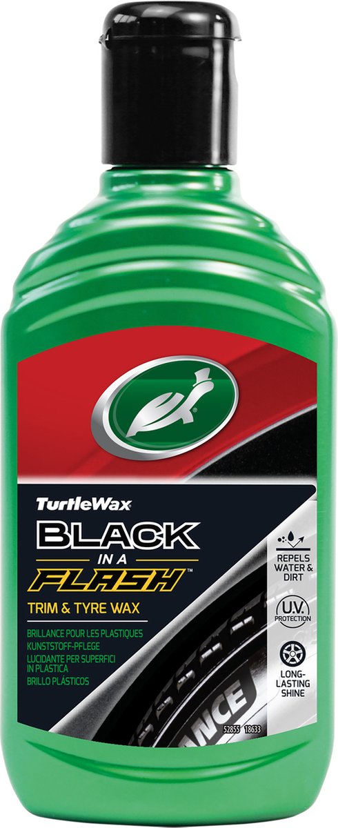 Turtle Wax GL Black im Handumdrehen – Außenreiniger – für alle Kunststoffteile – verleiht einen langanhaltenden hellen Glanz – stellt verblassten Kunststoff wieder her – wasserbeständig – 300 ml