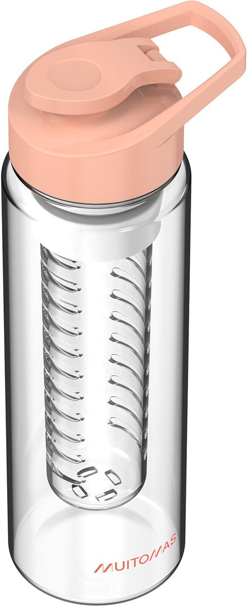 Muitomas Wasserflasche – Teesieb für Obst, Tee oder Kräuter – Trinkschnabel – 700 ml – Pfirsichflaum