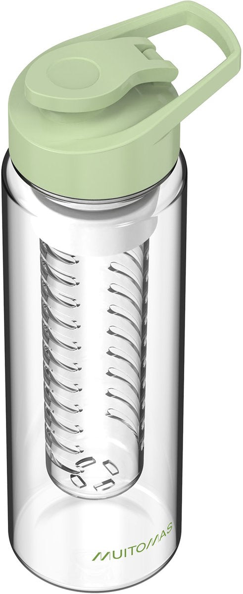 Muitomas Wasserflasche – Teesieb für Obst, Tee oder Kräuter – Trinkschnabel – 700 ml – grün
