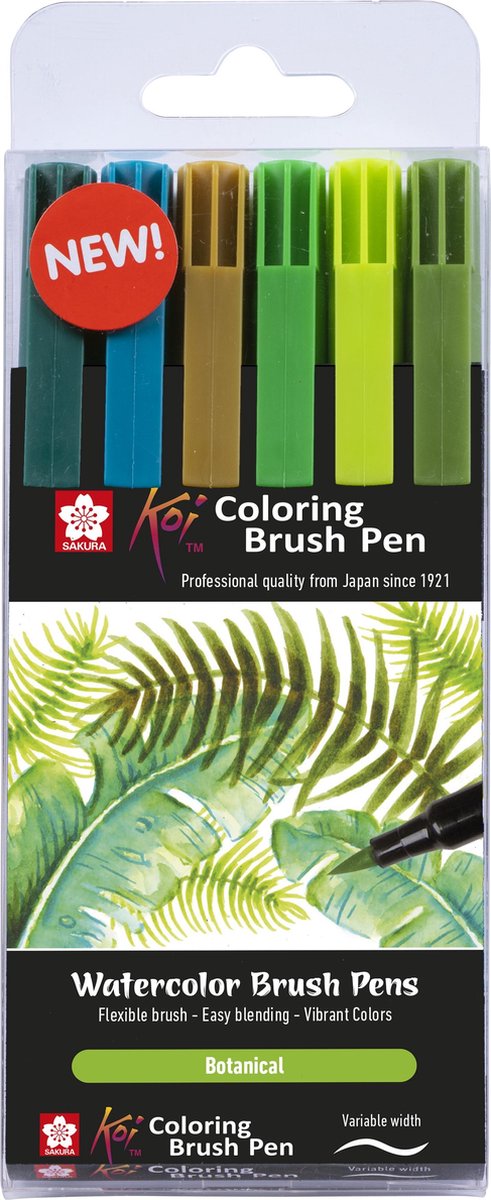 Sakura • Koi-Malpinselstift-Set, 6 botanisch