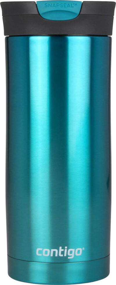 Contigo Huron Snapseal Thermosbecher, Edelstahl-Isolierbecher, Kaffeebecher-to-go, auslaufsicher, hält bis zu 7 Stunden warm, spülmaschinenfest, BPA-freier Deckel, 470 ml | Biskaya-Bucht