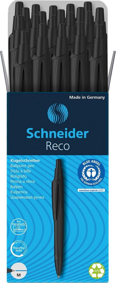 Schneider Schreibgeräte Schneider Kugelschreiber – Reco – Schwarz – 20 Stück – S-131810-20