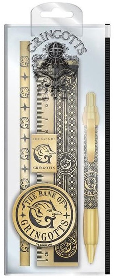 Harry Potter Pyramide Internationales Briefpapierset Gold 5-teilig - Kinderbriefpapier - Stifte - Briefpapierset - Stiftset - Luxus-Briefpapierset