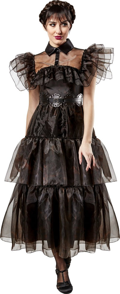 Rubies France Rubys – Mittwochs-Ballkleid für Erwachsene (Größe M) – Karneval – Mittwochs-Addams-Kostüm – Mittwochskleid
