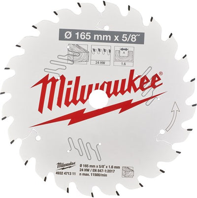 Milwaukee Zubehör hm Kreissägeblatt | 165 x 15,87 x 24t | Holz-MDF-Laminat – 4932471311