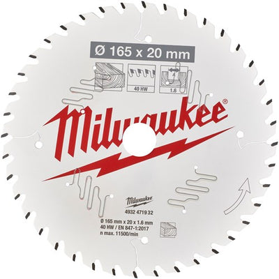 Milwaukee Zubehör Kreissägeblatt P B 165x20x1,6x40ATB - 4932471932