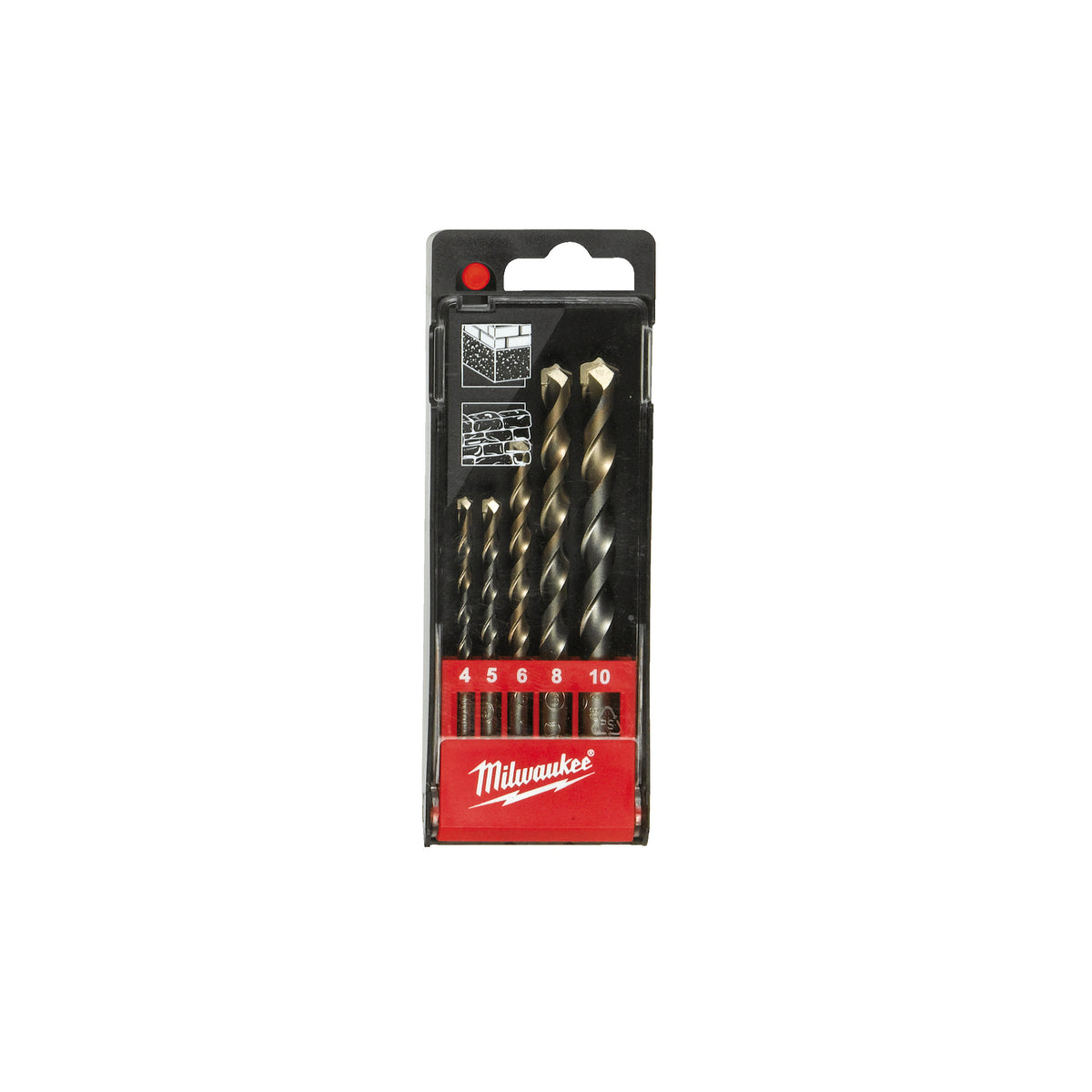 Milwaukee Zubehör Betonbohrer-Set in Kunststoffkassette (5-teilig): 4 5 6 8 10 mm – 4932480157