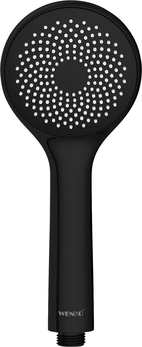Wenko Handbrause wassersparend - ø95mm - 1 Strahlart - mattschwarz - Duschkopf - wassersparend