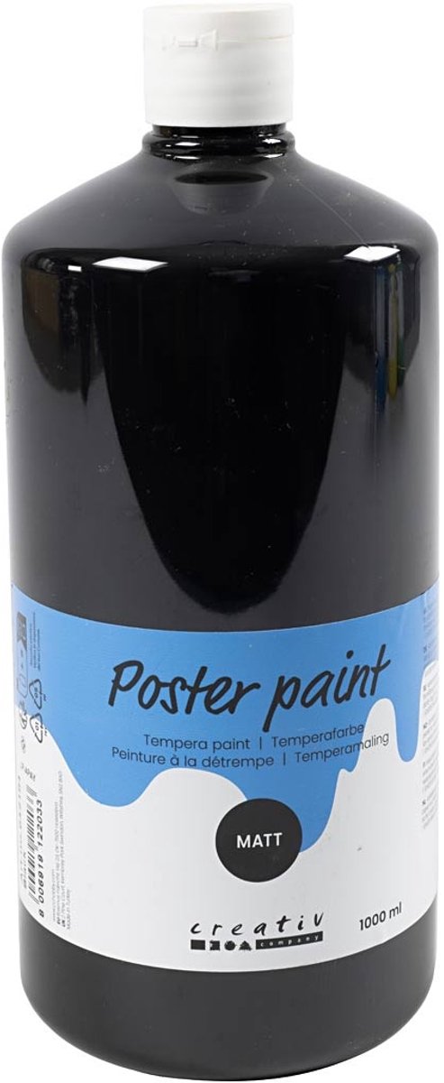 Creativ Company Temperafarbe matt, schwarz, 1000 ml 1 Flasche
