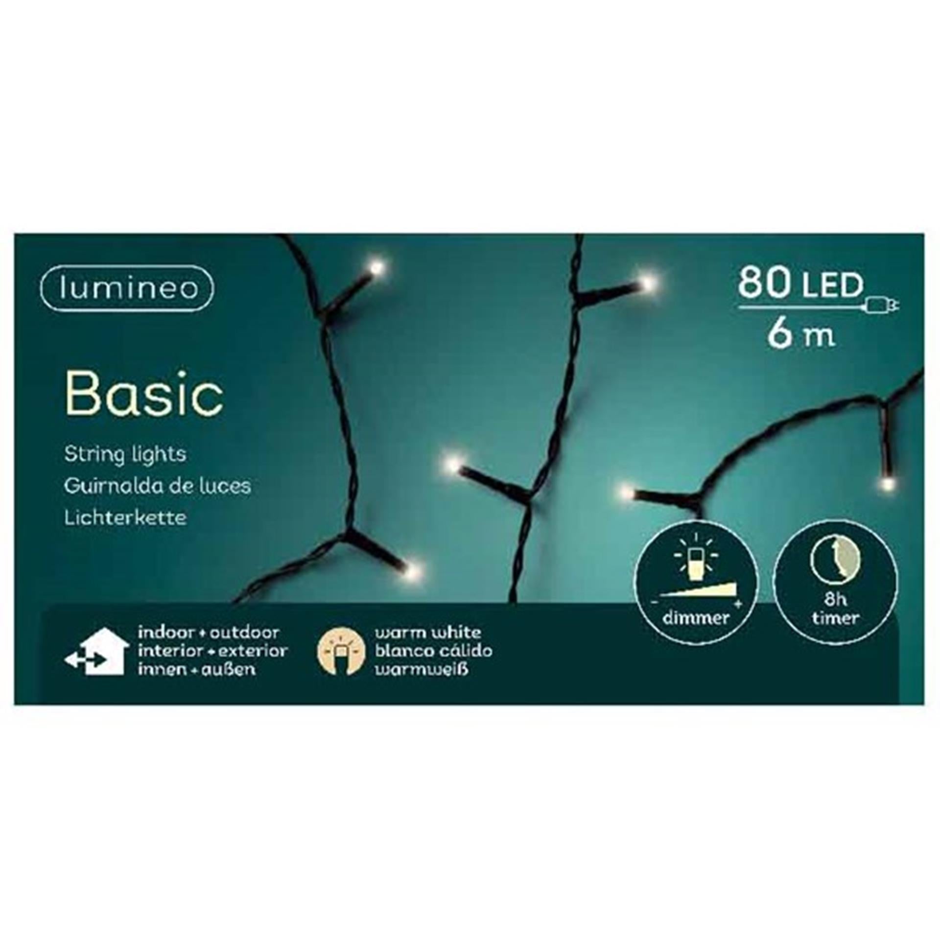 Lumineo Weihnachtsbeleuchtung Basic 80LED warmweiß