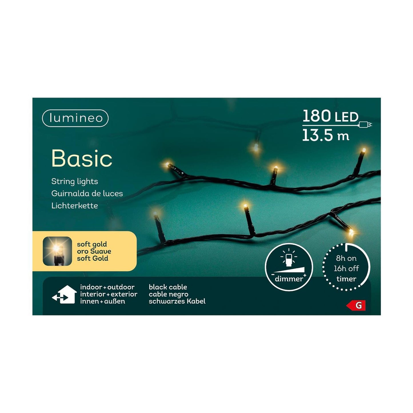 Lumineo Basic Weihnachtsbeleuchtung 180LED Champagner