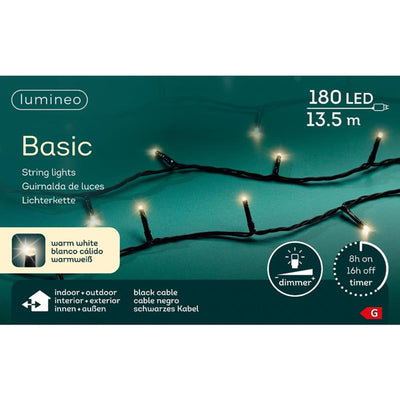 Lumineo Weihnachtsbeleuchtung Basic Warmweiß 180 LED