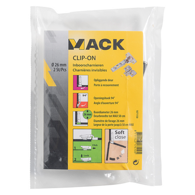 Mack 1071150 - 2 Eingeborene. Clip-on-Soft-Clutch. 26mm 110° Aufputztür | 5 Stück