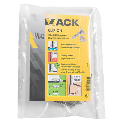 Mack 1071151 - 2 Eingeborene. Clip-on-Soft-Clutch. 26 mm 110° halbaufliegende Tür | 5 Stück