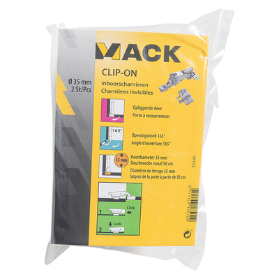 Mack 1071152 - 2 Eingeborene. Clip-on-Soft-Clutch. 35mm 165° Aufputztür | 5 Stück