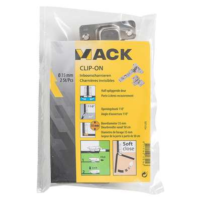 Mack 1071154 - 2 Eingeborene. Clip-on-Soft-Clutch. 35 mm 110° halbaufliegende Tür | 5 Stück