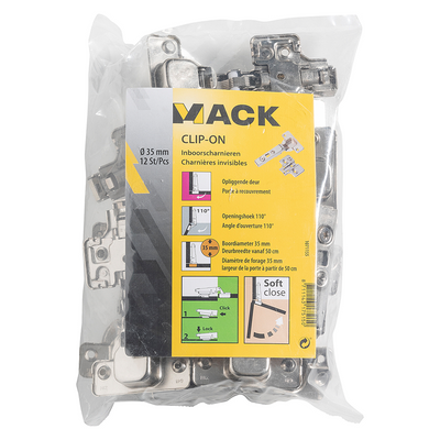 Mack 1071155 – 12 Eingeborene. Klipp-auf-Soft-Kl.35mm 110° Aufputztür | 5 Stück