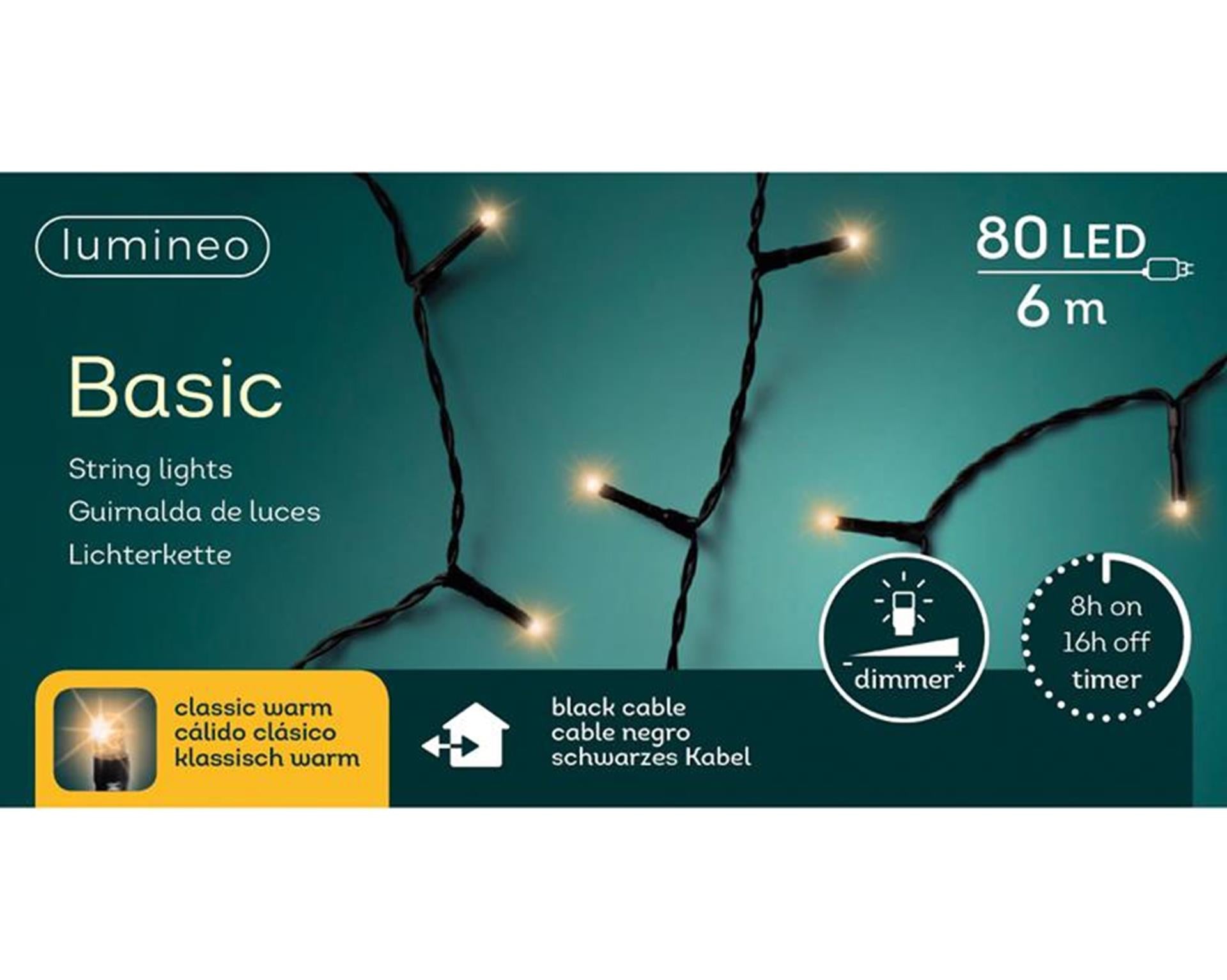 Lumineo Weihnachtsbeleuchtung Basic 80LED Classicwarm