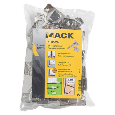 Mack 1071156 – 12 Eingeborene. Clip-on-Soft-Tür, 35 mm, 110°, halbaufliegende Tür | 5 Stück