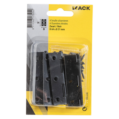 Mack 1071164 - 4 schmale Scharniere schwarz H 64 x B 31 mm | 5 Stück