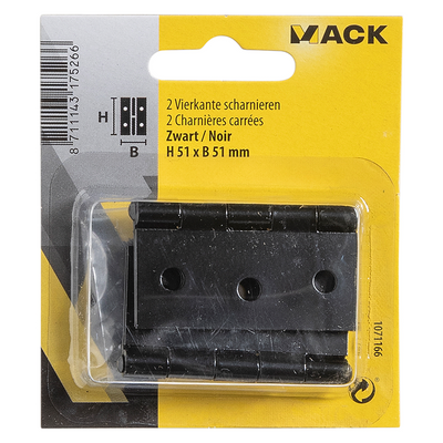 Mack 1071166 - 2 Vierkantscharniere schwarz H 51 x B 51 mm | 5 Stück