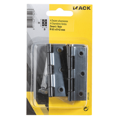 Mack 1071169 - 4 schwere Scharniere schwarz H 63 x B 42 mm | 5 Stück