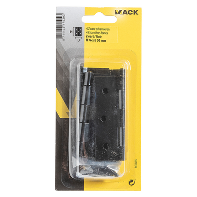 Mack 1071170 - 4 schwere Scharniere schwarz H 76 x B 50 mm | 5 Stück