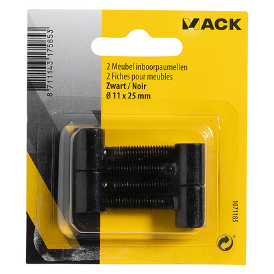 Mack 1071185 - 2 Möbelscharniere gelocht schwarz ø 11 x 25 mm | 5 Stück