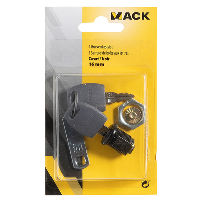 Mack 1071220 - Briefkastenschloss schwarz 16mm | 5 Stück