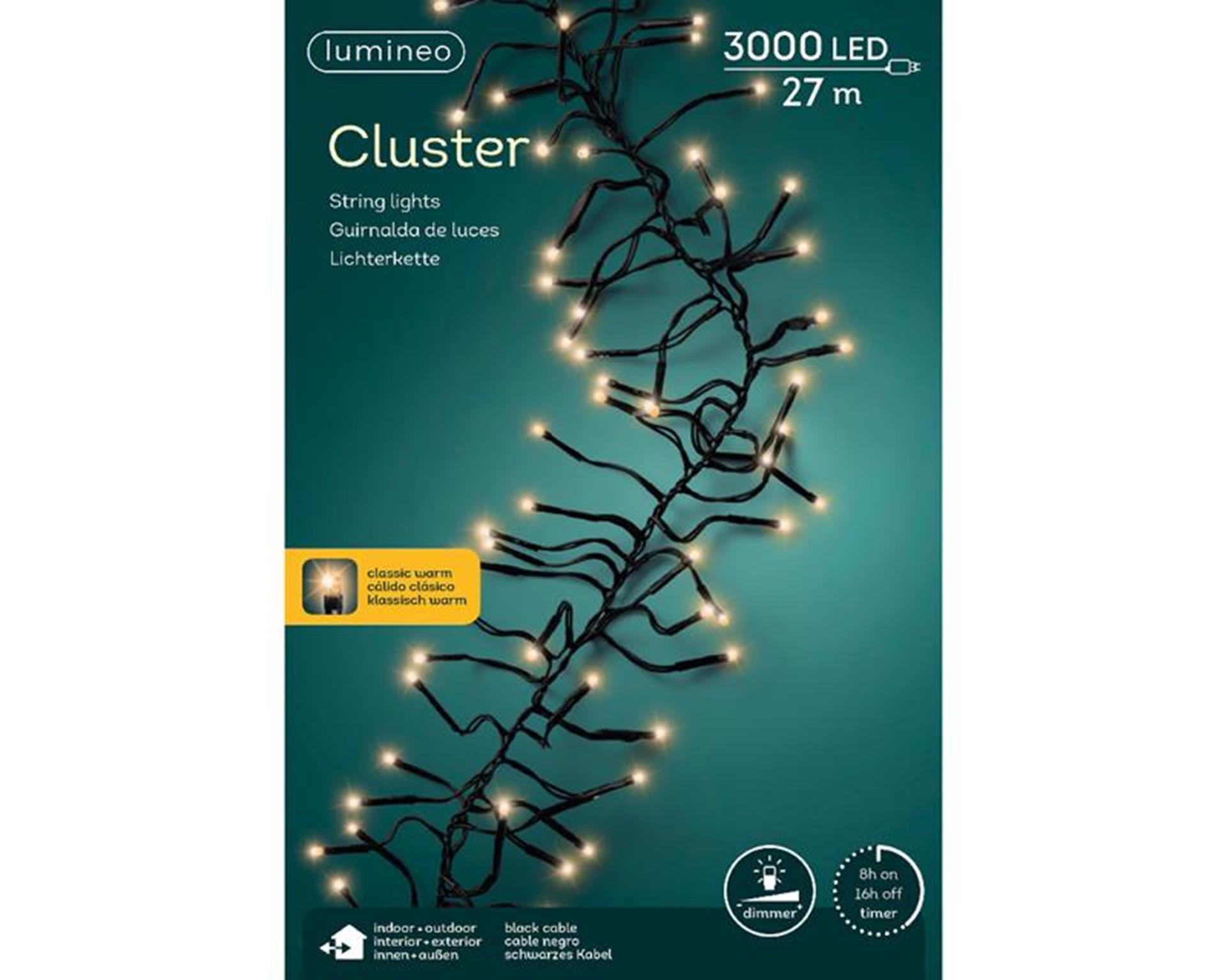 Lumineo Weihnachtsbeleuchtung LED-Cluster 3000l 27m