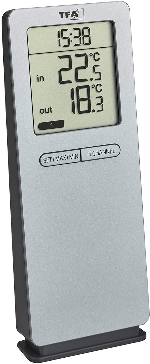 Tfa Dostmann Funk Thermometer Logoneo 30.3071.54 Funk-Thermometer Digital Silber