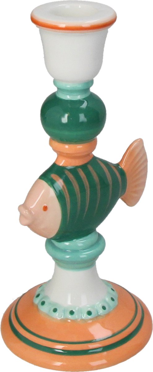 HD-Kollektion Kerzenständer Fisch aus Steingut 10,4 x 9,3 x 20,5 cm