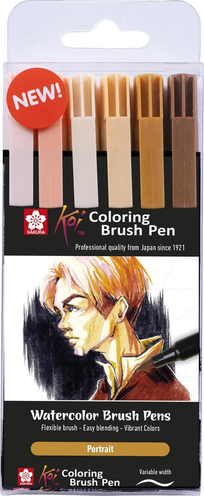 Sakura • Koi-Pinselstift-Set, 6 Stück, Porträt