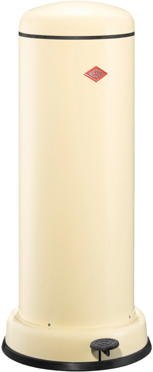 Wesco großer Baseboy-Abfallbehälter mit Soft-Close | 30 Liter | Metall - Mandel | Treteimer