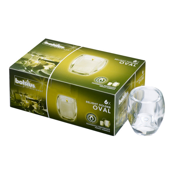 Bolsius Profi-Relight-Halter oval transparent (6 Stück)