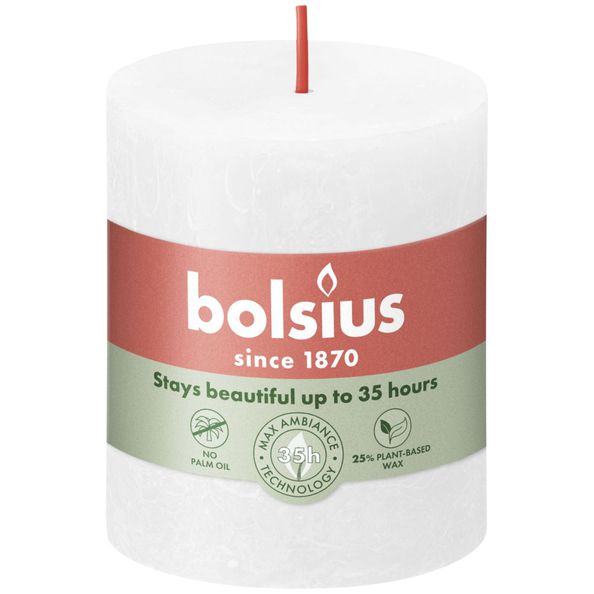 Bolsius Rustikale Stumpenkerze Wolkenweiß ø68x80 mm 30 Stunden (4 Stück)