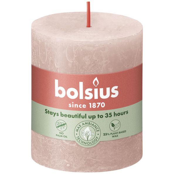 Bolsius rustikale Stumpenkerze Misty Pink ø68x80 mm 30 Stunden (4 Stück)