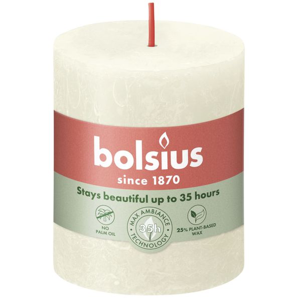 Bolsius rustikale Stumpenkerze Soft Pearl ø68x80 mm 30 Stunden (4 Stück)