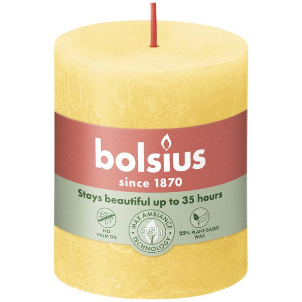 Bolsius Rustikale Stumpenkerze Sonnengelb ø68x80 mm 30 Stunden (4 Stück)