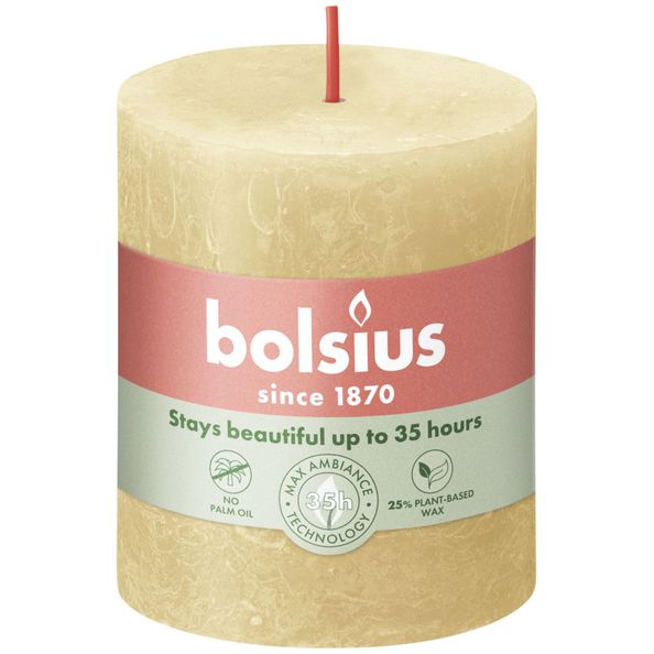 Bolsius Rustikale Stumpenkerze Haferbeige ø68x80 mm 30 Stunden (4 Stück)